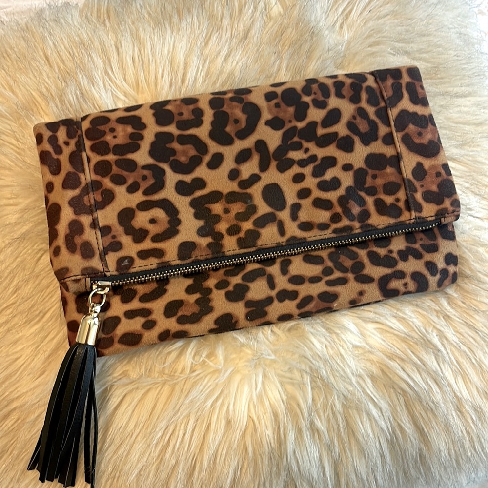 Sole Society “Tasia” Foldover Leopard Clutch